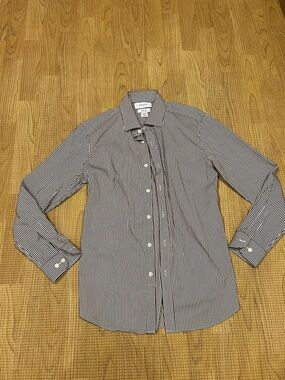 Men's Striped Dress Shirt in Brown and White